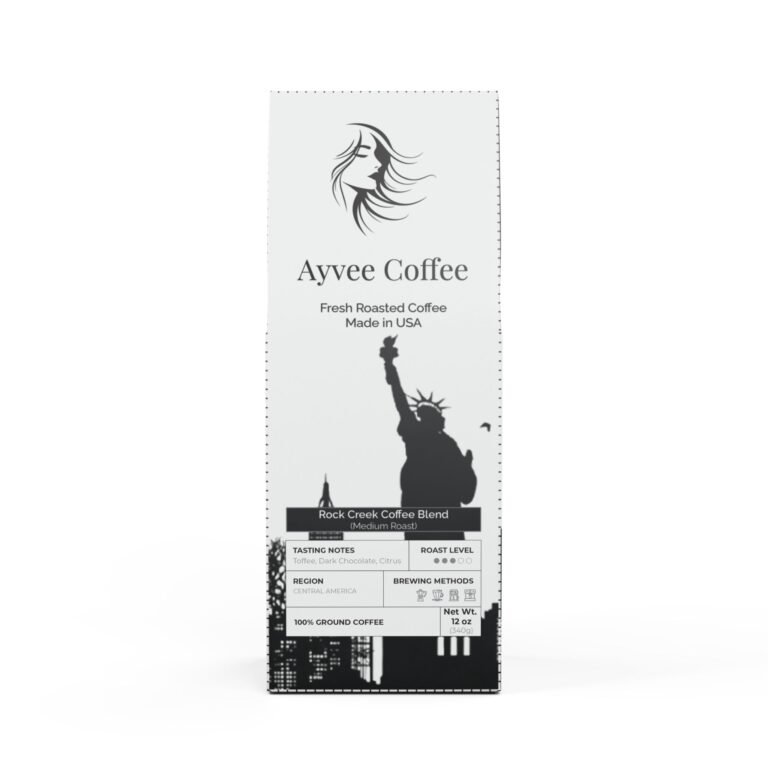 Front view of packaging (ground) : Rock Creek Coffee Blend (Medium Roast)