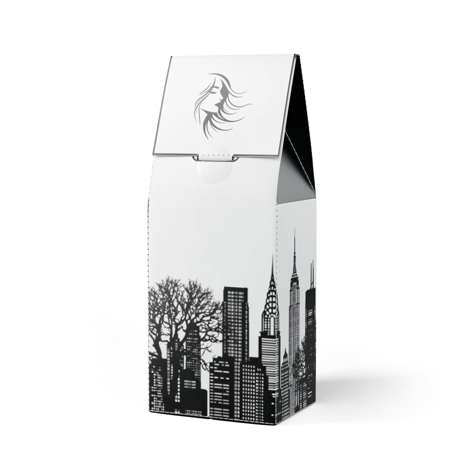 Back angled view of packaging (ground) : Trapper Peak Decaf Coffee Blend (Medium Roast)